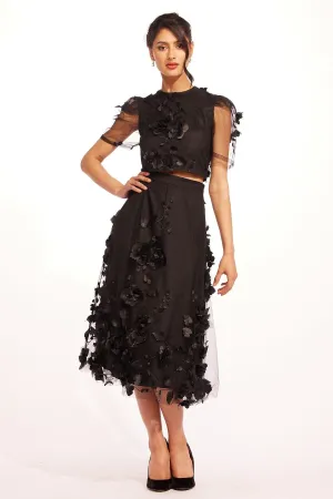 Maja Skirt - Caviar Bloom button detail Low Maintenance Fabric