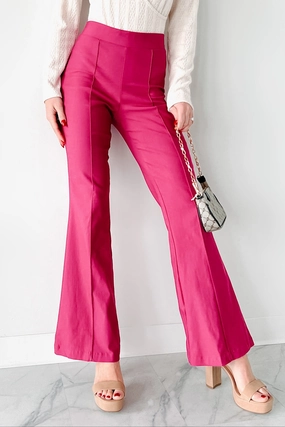 Make The Decisions High Waist Flare Pants (Hot Pink) Chill Ready Effortless Look