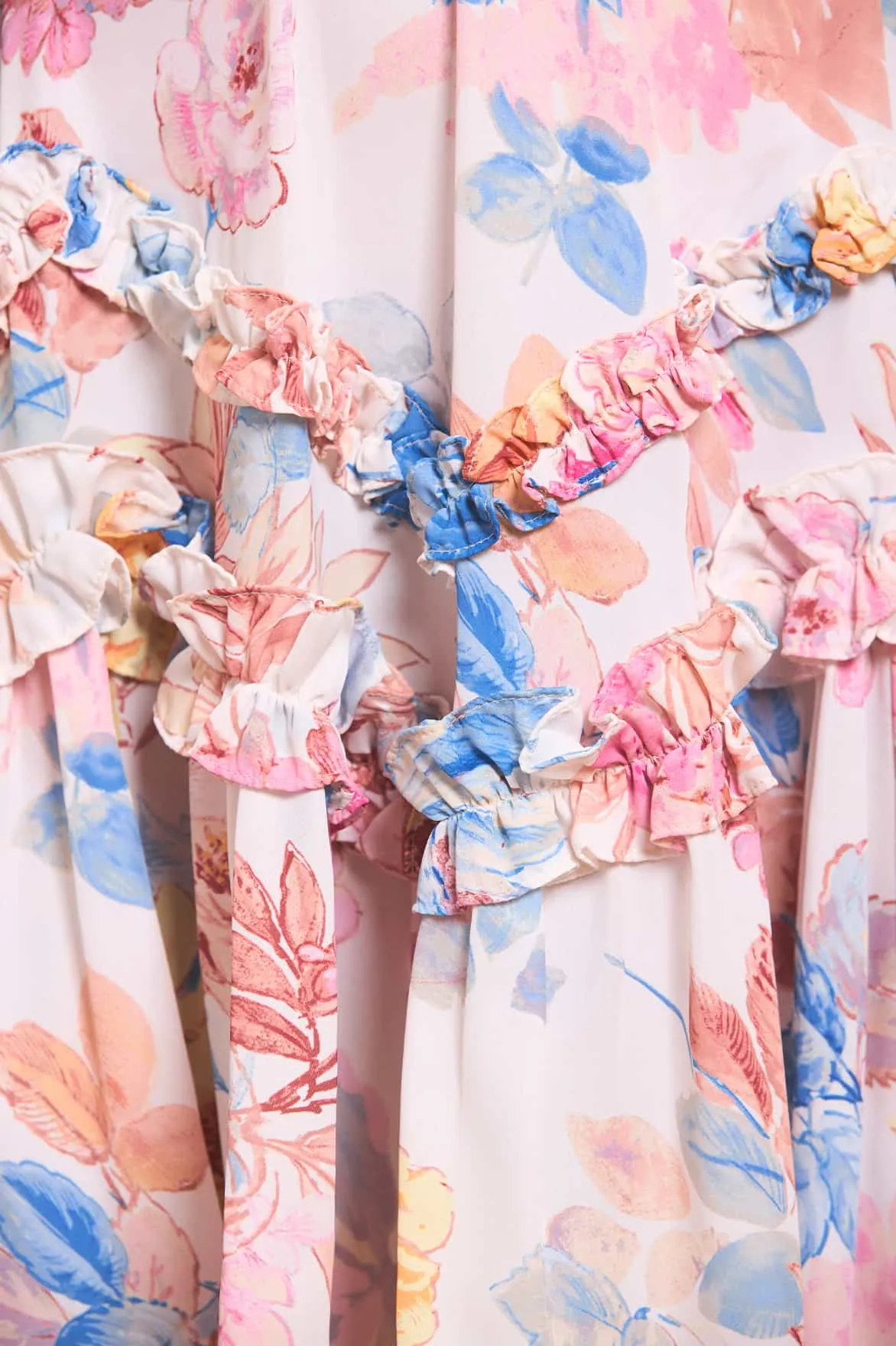 Linen Vibe Mariannes Floral Satin V-Neck Micro Mini Dress