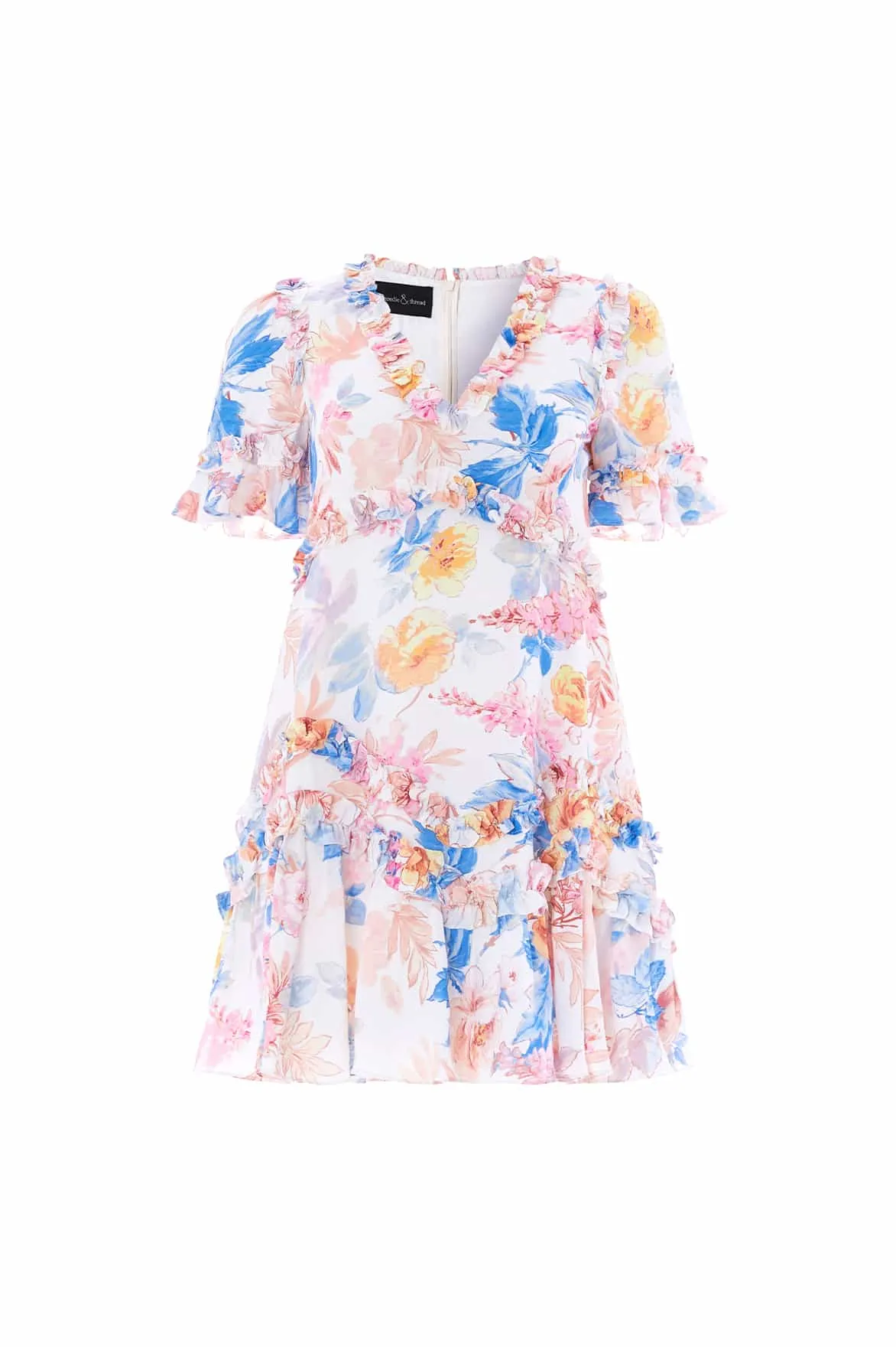 Mariannes Floral Satin V-Neck Micro Mini Dress Comfortable travel dress Charming Design