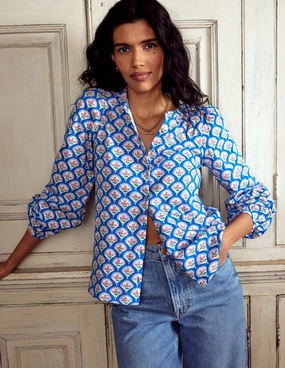 Marina Jersey Shirt-Gallery Blue, Blossom Terrace Flexible Knit Fabric ThermalInsulation