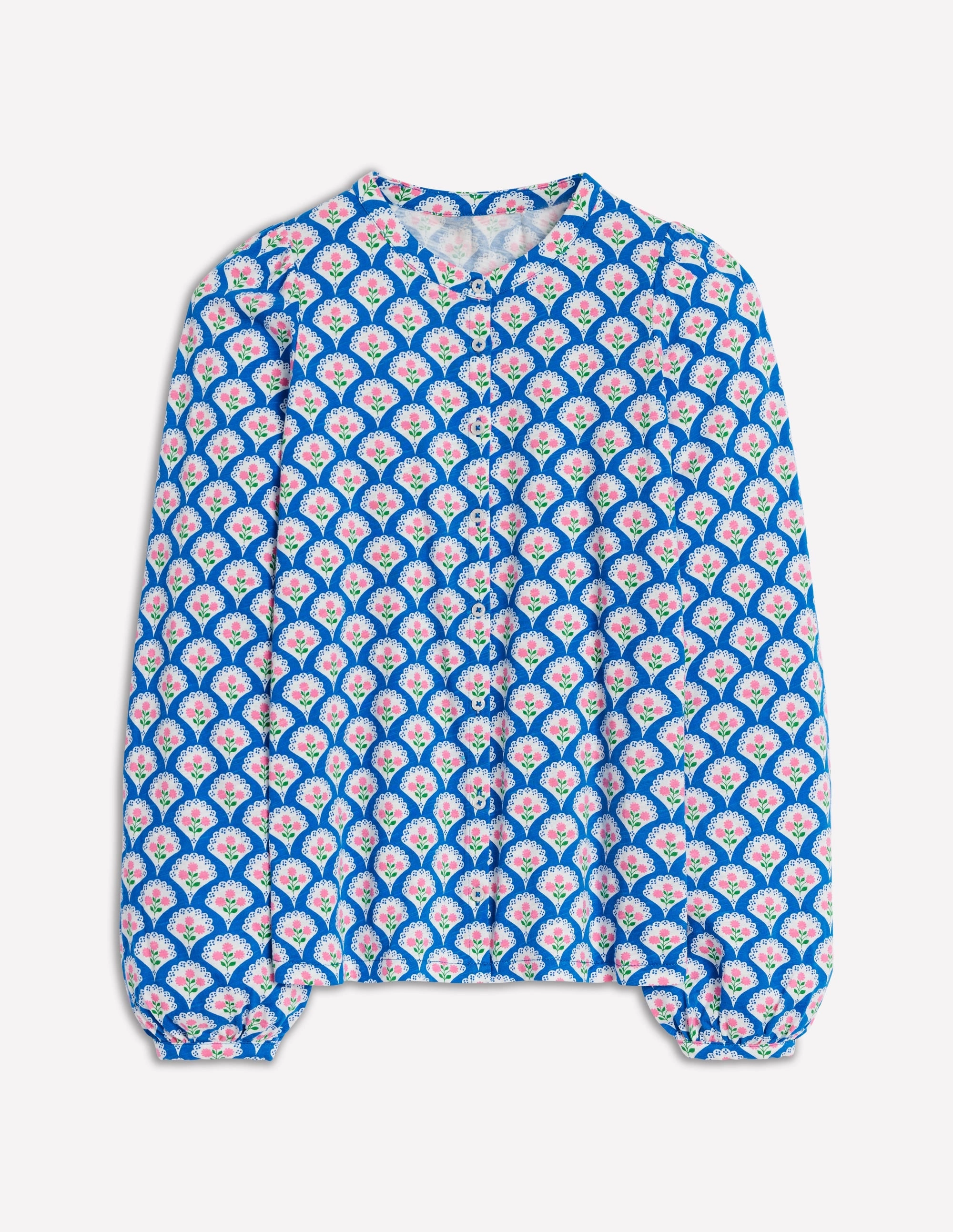 Curved Hem VentilatedBackPanel Marina Jersey Shirt-Gallery Blue, Blossom Terrace