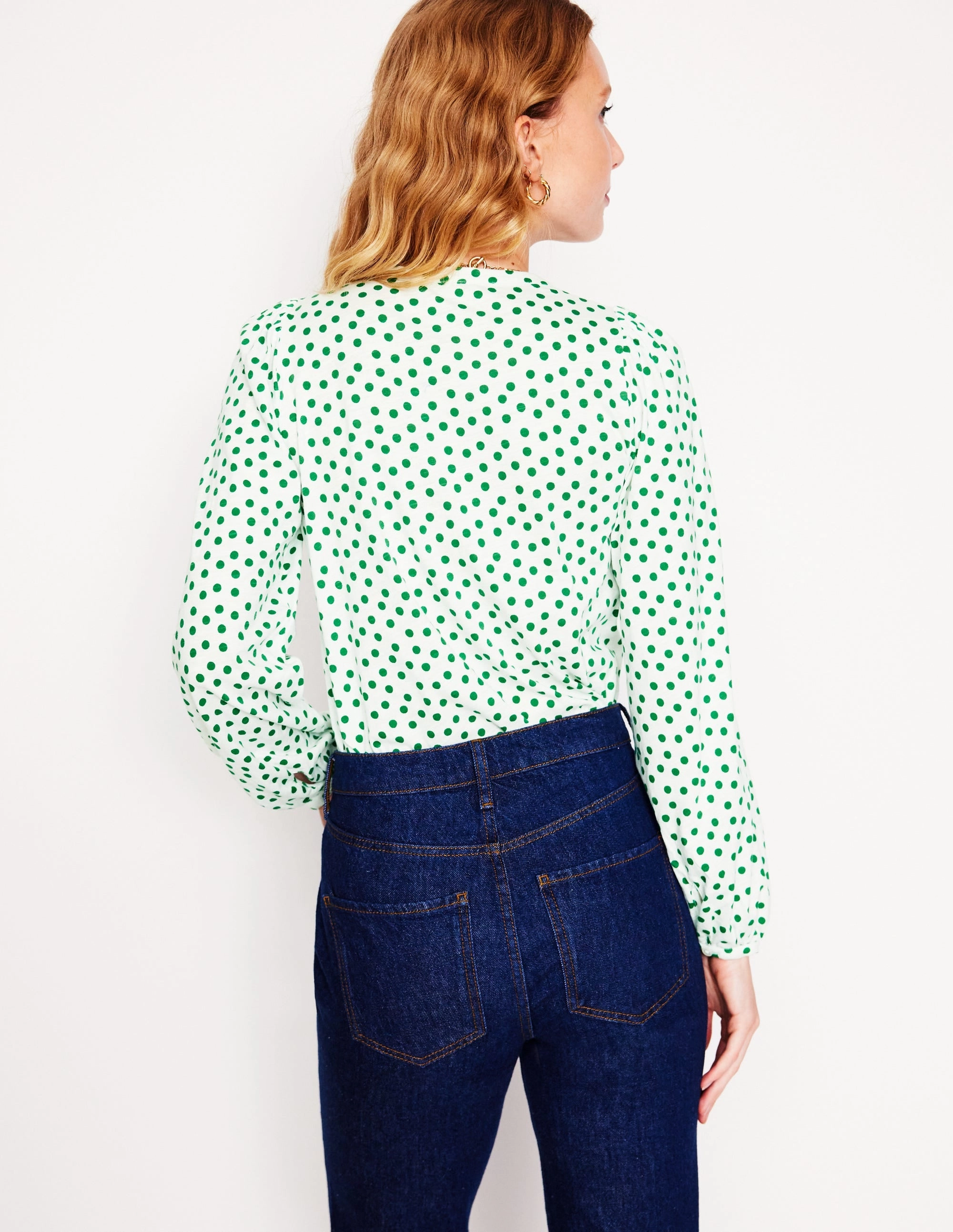 Marina Jersey Shirt-Ivory, Abstract Dot Tencel Blend Fabric MeshPanel