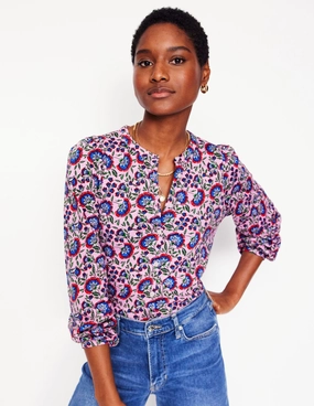 Marina Jersey Shirt-Soft Lavender, Decorative Vine Four Way Stretch Fabric