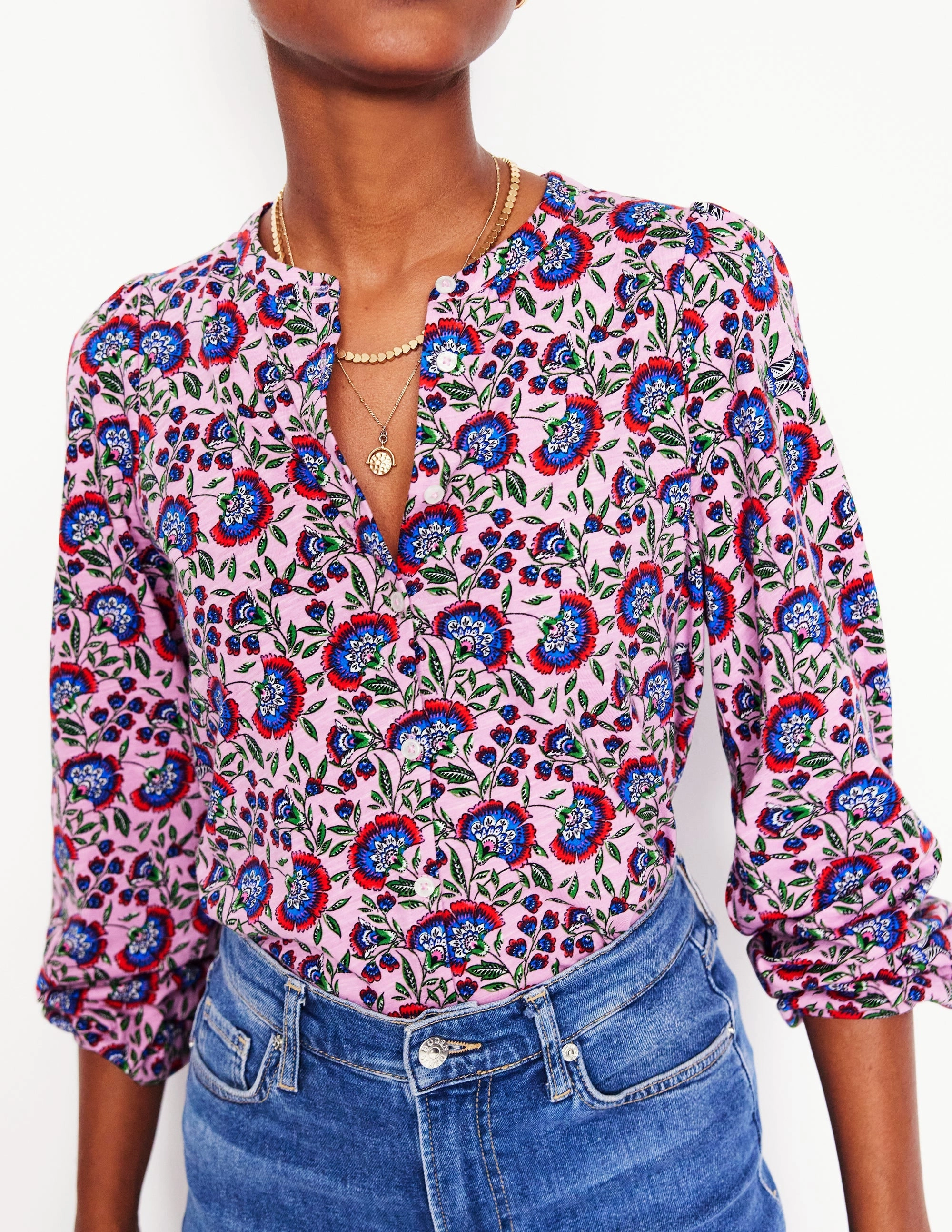 All Day Comfort Marina Jersey Shirt-Soft Lavender, Decorative Vine