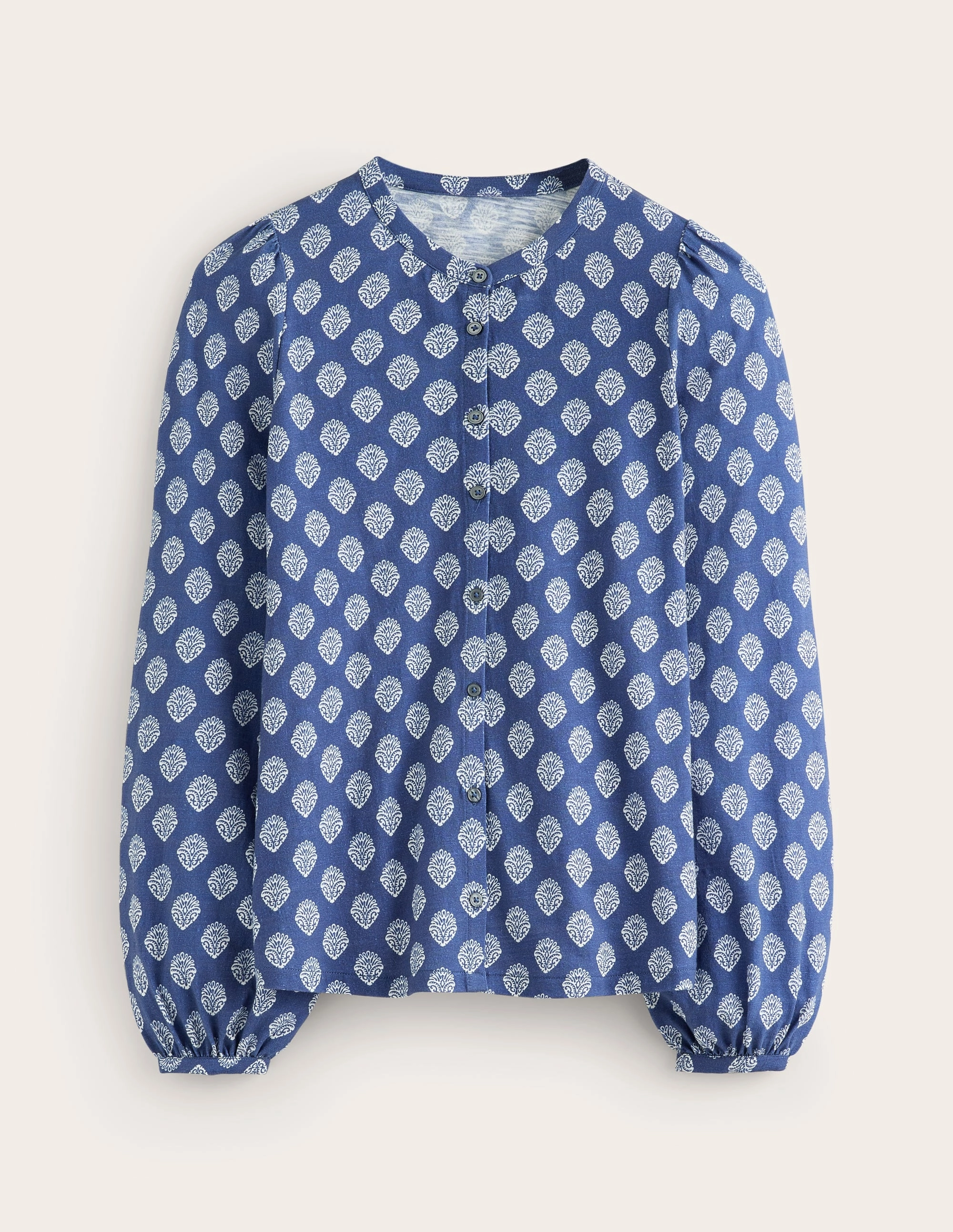 Marina Jersey Shirt-True Navy, Ornate Stamp LowProfileDesign MoistureWicking Technology