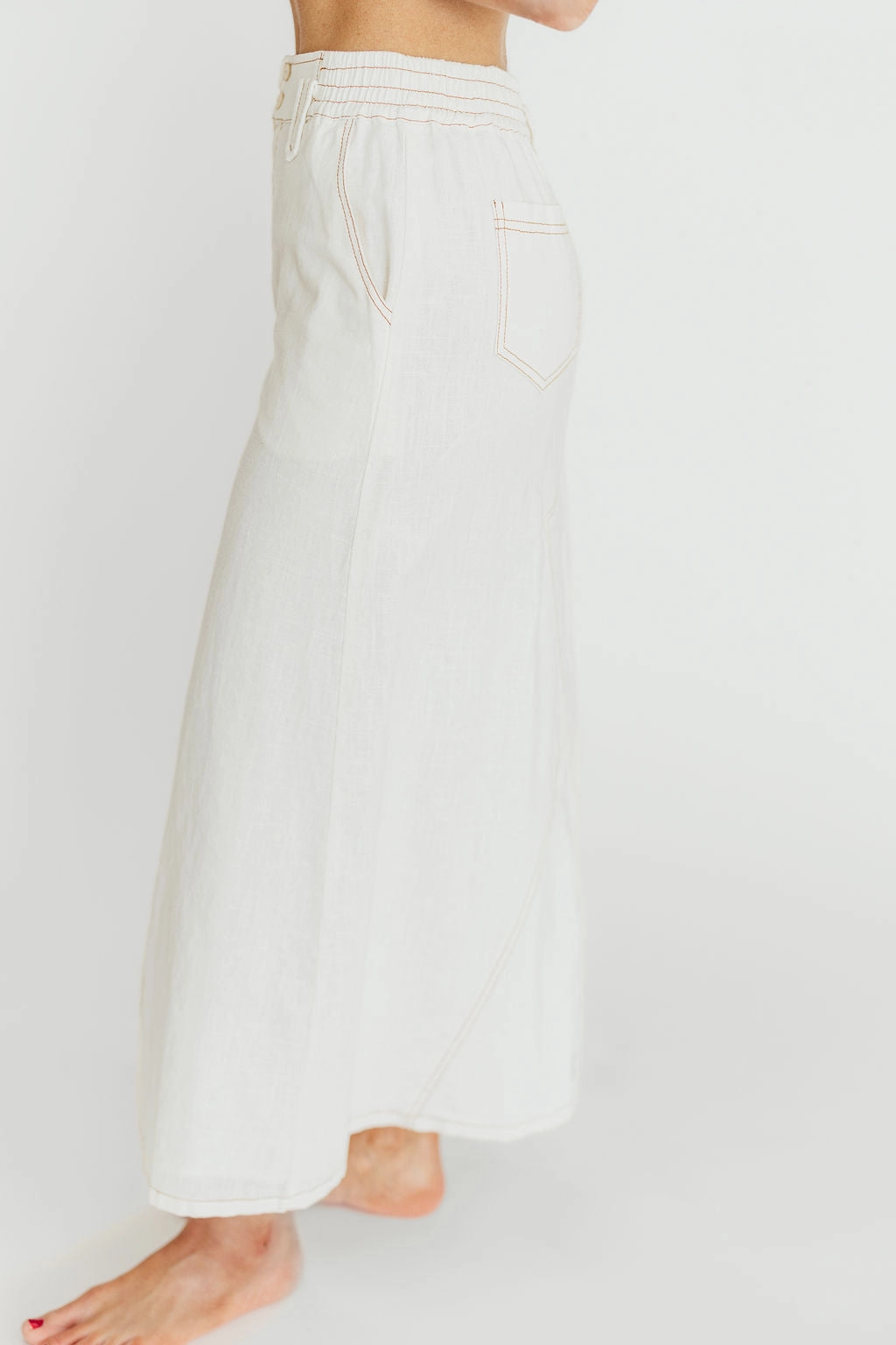 Marium Washed Linen Blend Maxi Skirt in Off-White *Final-Sale* Casual Moments
