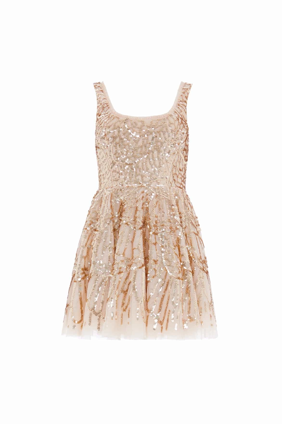 Calm Energy Polished Wear Marquet Scoop Neck Micro Mini Dress