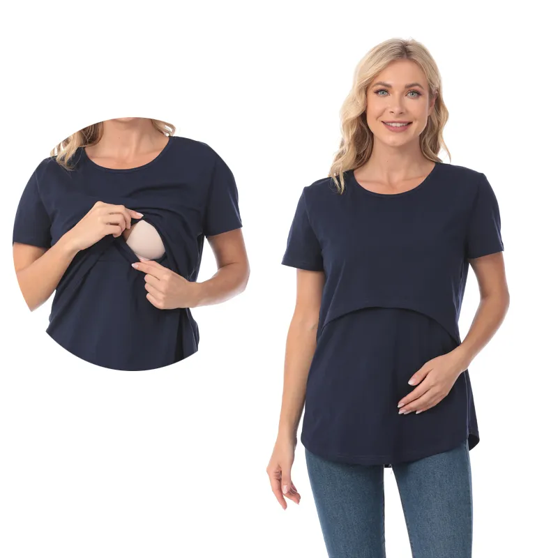 Maternity Solid Color Nursing T-shirt