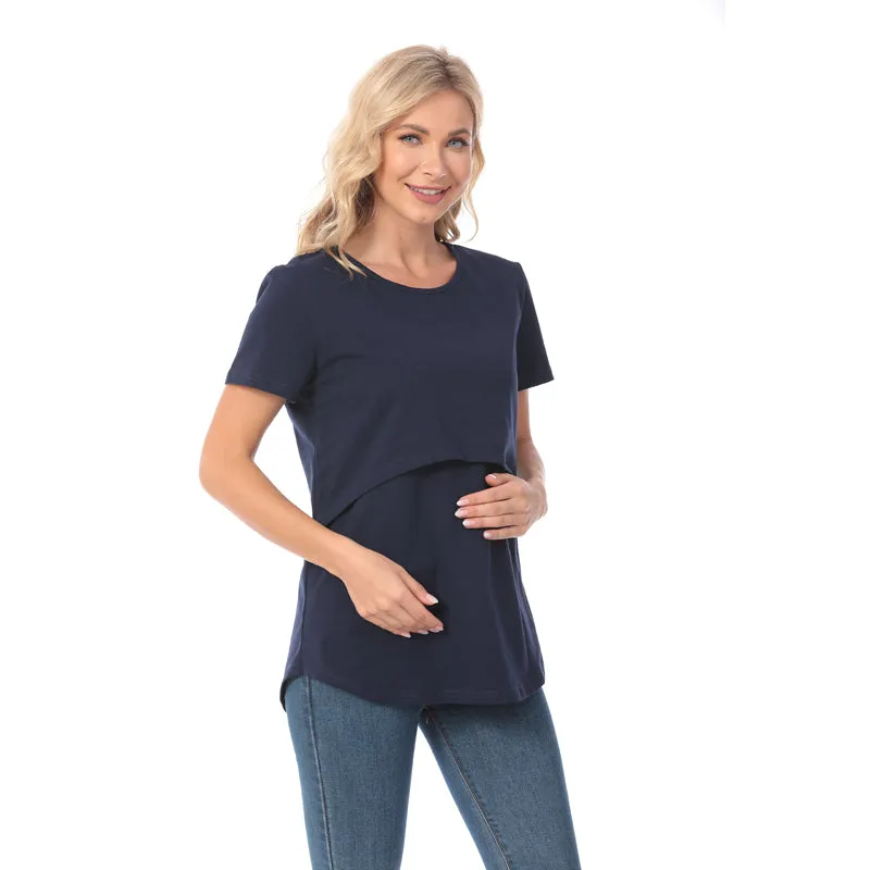 Maternity Solid Color Nursing T-shirt