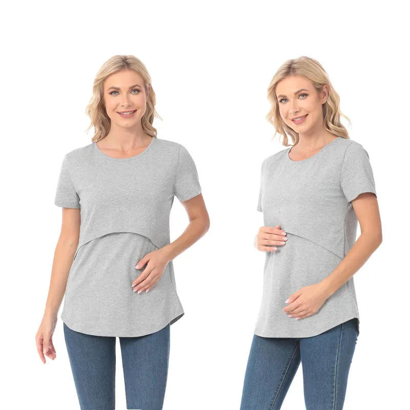 Maternity Solid Color Nursing T-shirt