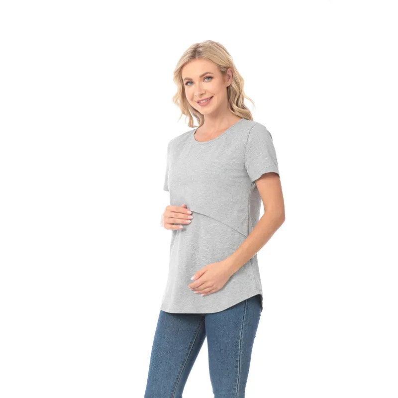Maternity Solid Color Nursing T-shirt