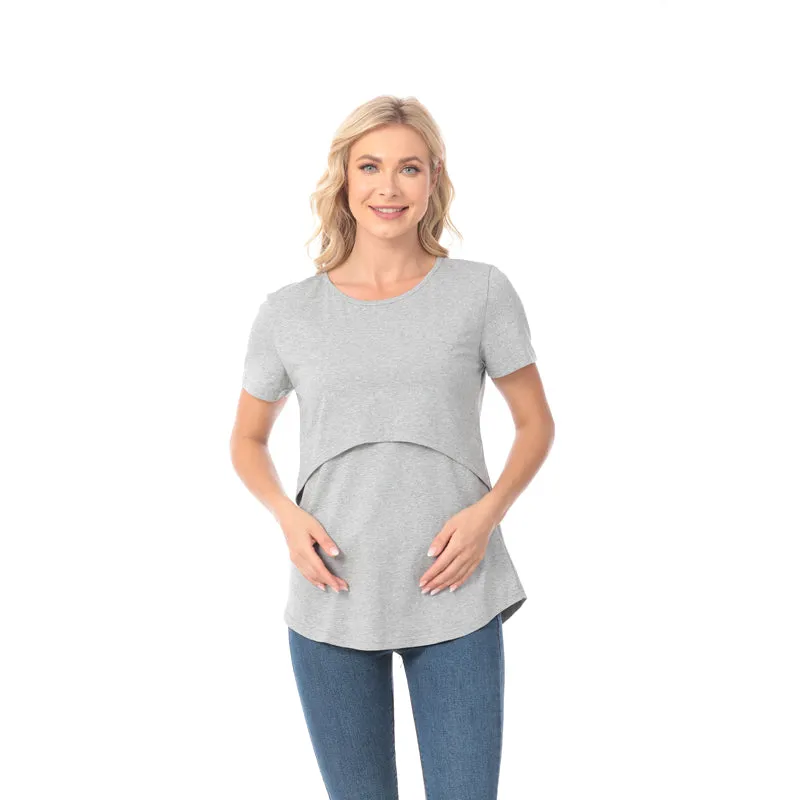 Maternity Solid Color Nursing T-shirt