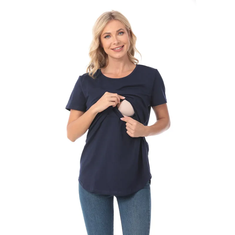 Maternity Solid Color Nursing T-shirt