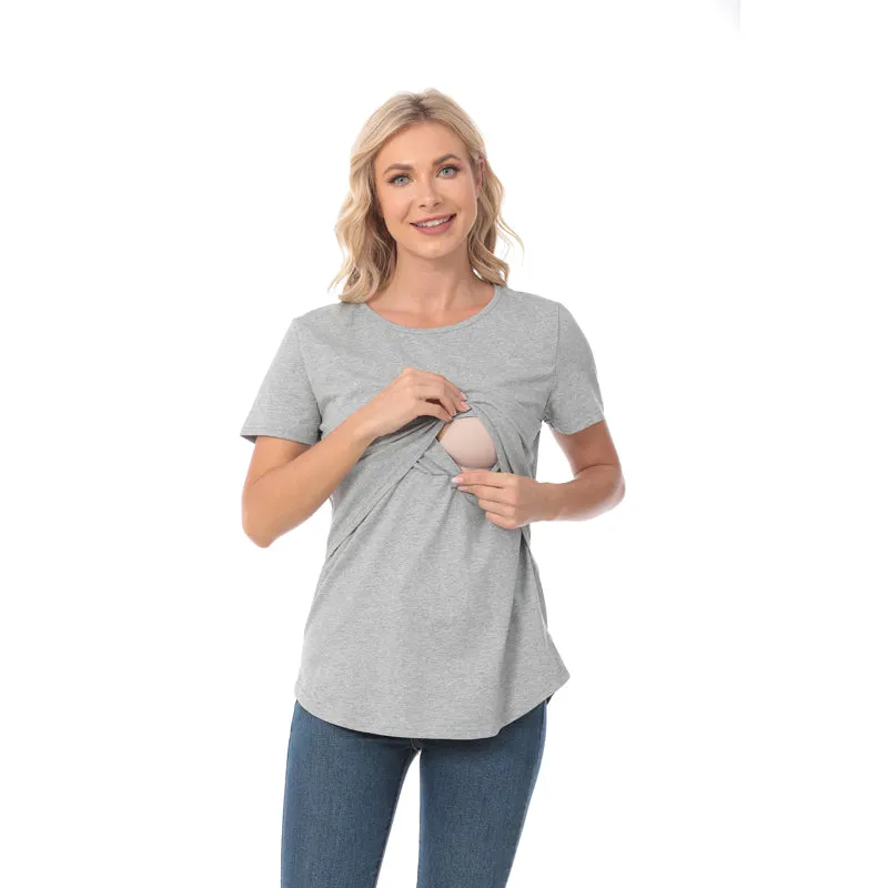 Maternity Solid Color Nursing T-shirt