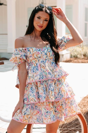 Vibrant Voyage Tiered Printed Mini Dress (Multi) Professional Look Timeless-Classic