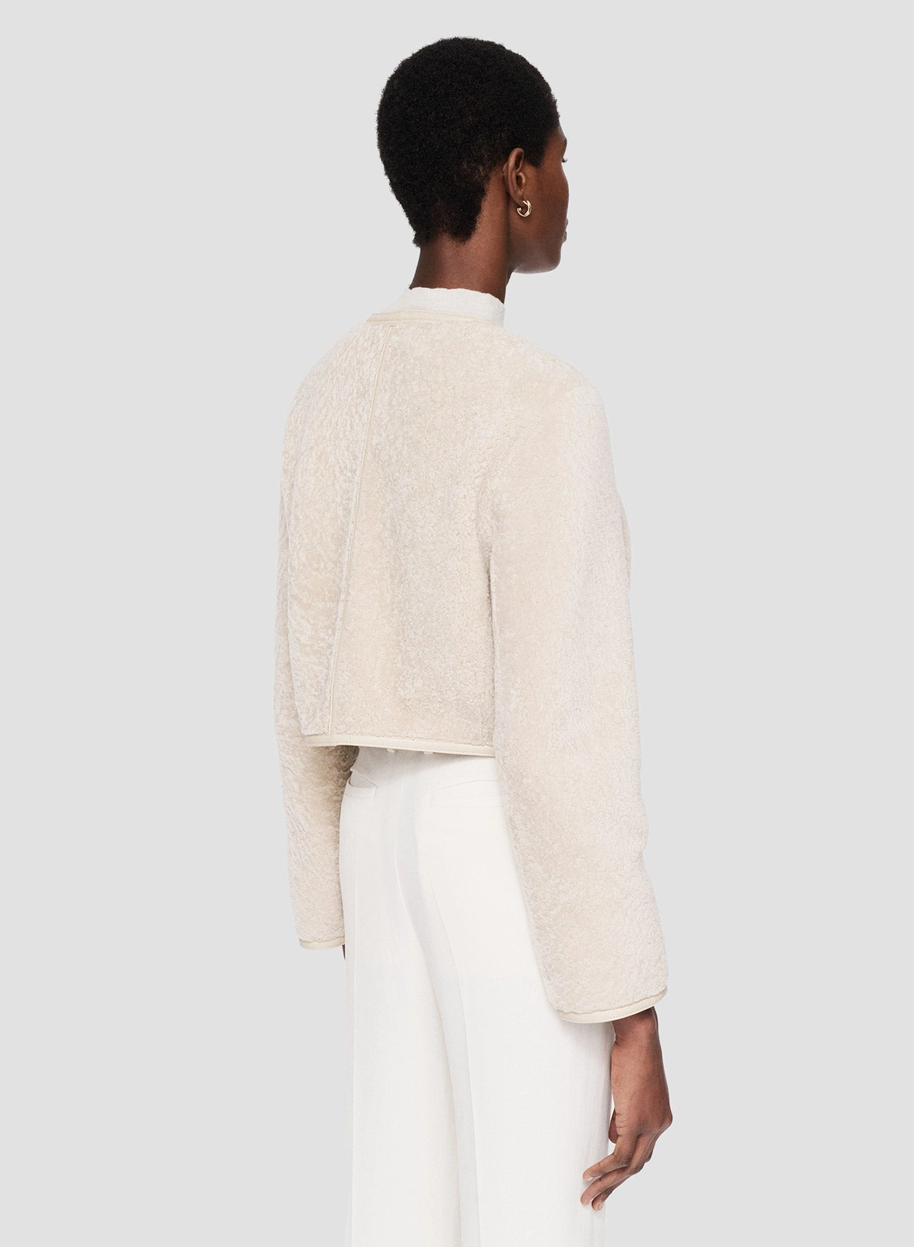 Flex Stretch Material Bonded Shoulder Guards Maurice Embossed Shearling Jacket
