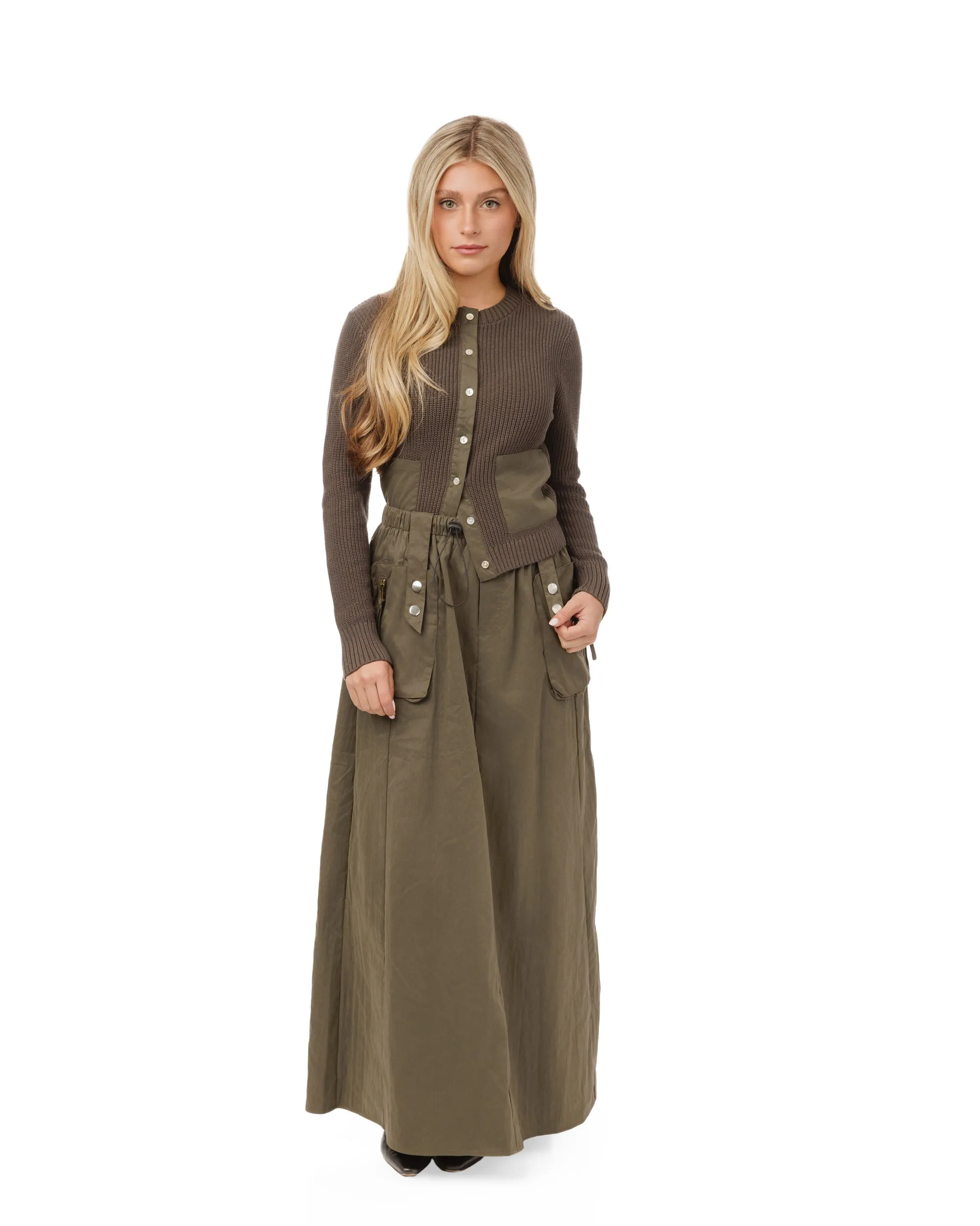 Mauve Olive Raincoat Skirt WW5163S-A Creative Layering Comfy Look