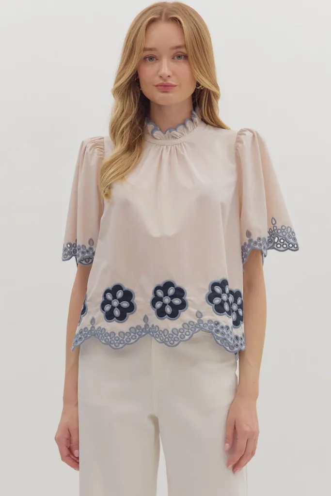Mavis Crochet Trim Top Layered Shoulder