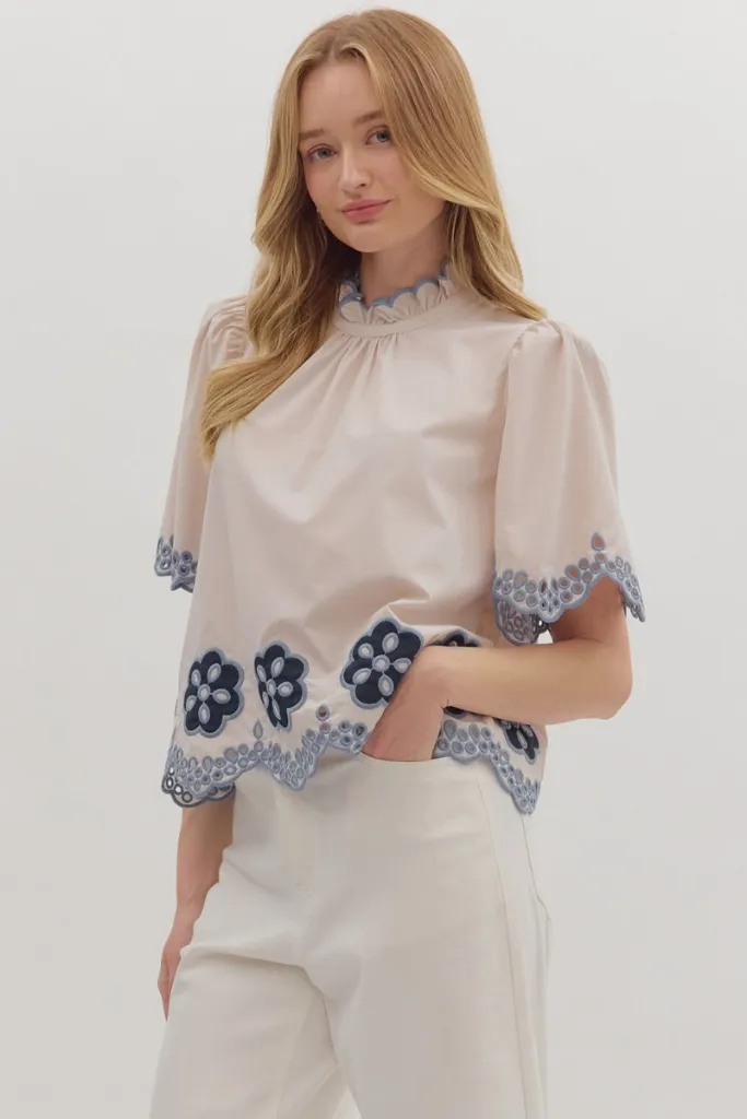 Reinforced Stress Points Self Fabric Tie Closure Mavis Crochet Trim Top