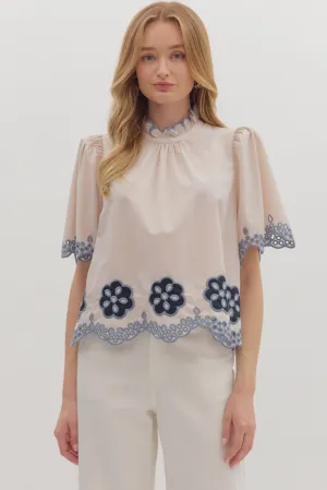 Mavis Crochet Trim Top Layered Shoulder