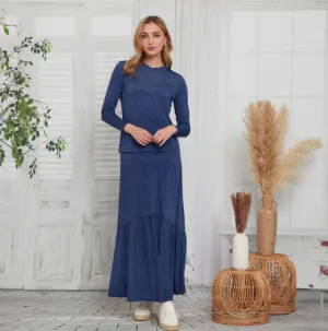 Japparel Chambray Ruffle Maxi 336 Friction Free