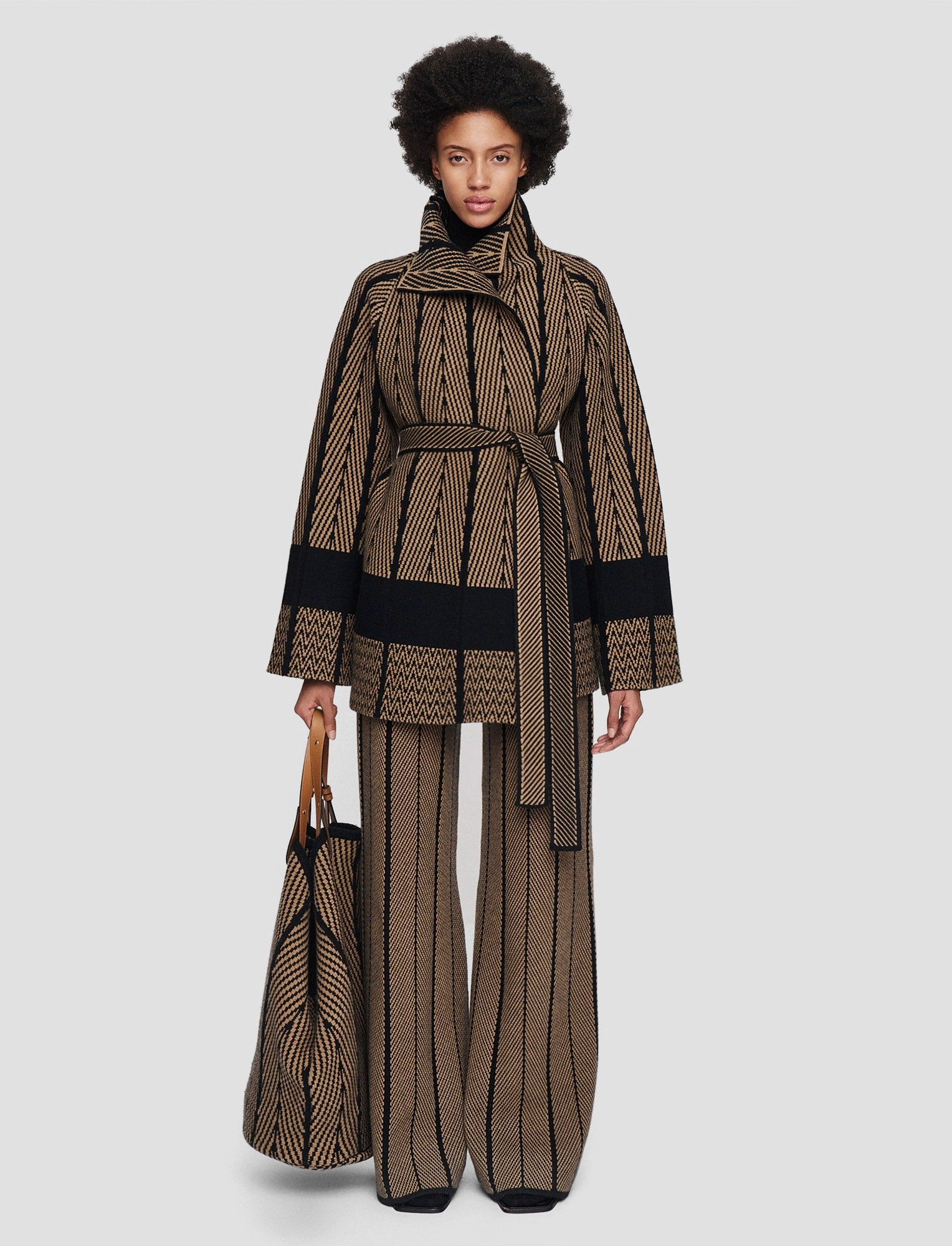 Chevron Jacquard Knitted Jacket Secure Storage Deal