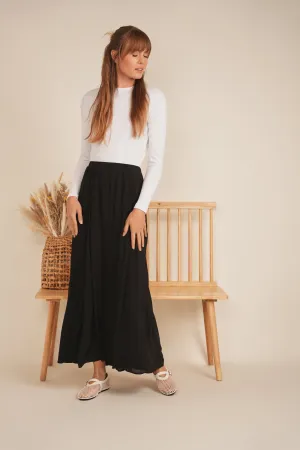 Maxmrkt Black Gauze Maxi Skirt SB4CM8725SL Maximalist look Foil Print