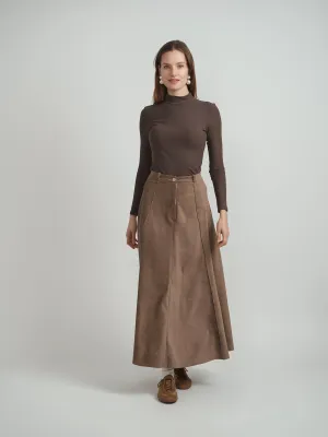 Biodegradable Fabric Maxmrkt Coffee Paneled Skirt DW4M9071