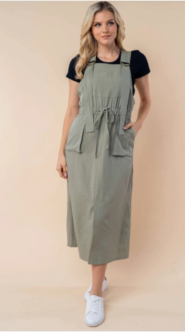 Maysen Overall Dress (Sage) Relaxed and Effortless Stretchable