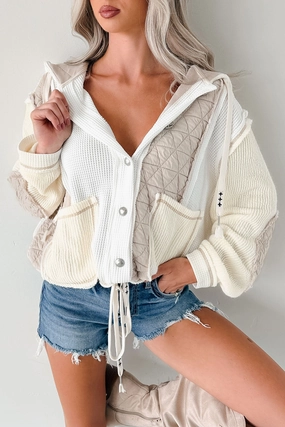 Cosmetics Meet Your Match POL Quilted Hoodie Jacket (Cream/Beige)