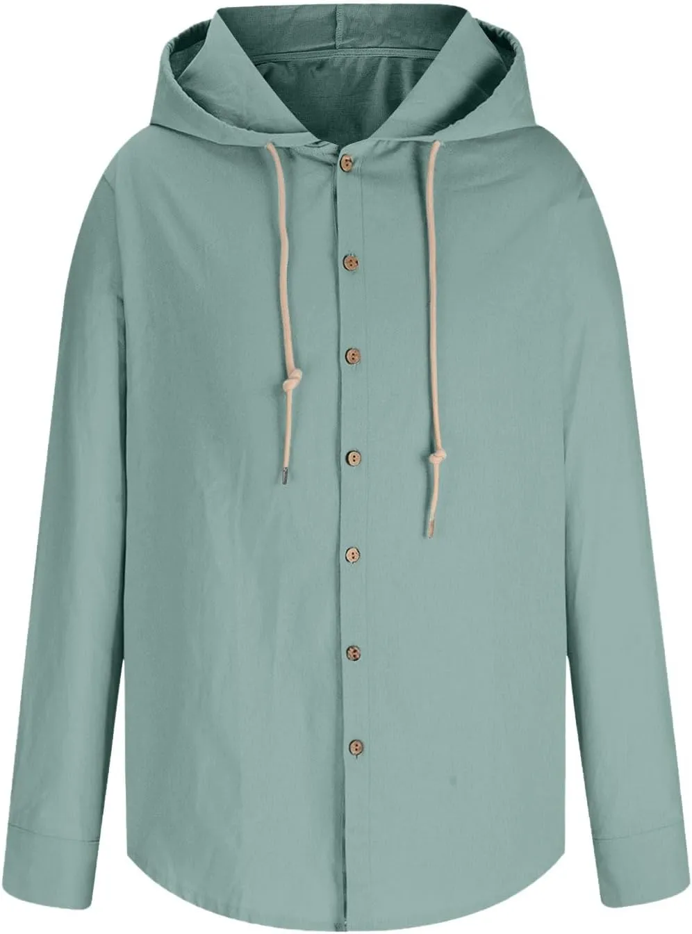 Men Casual Button Down Shirts Long Sleeve Hooded Pollover Tops Fashion Solid Cotton Linen Shirts Quick Dry