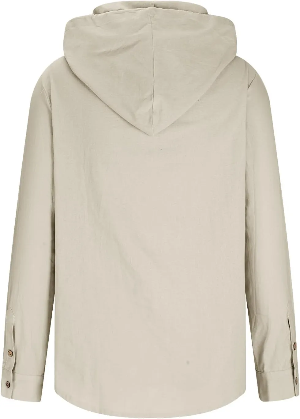 Men Casual Button Down Shirts Long Sleeve Hooded Pollover Tops Fashion Solid Cotton Linen Shirts Quick Dry