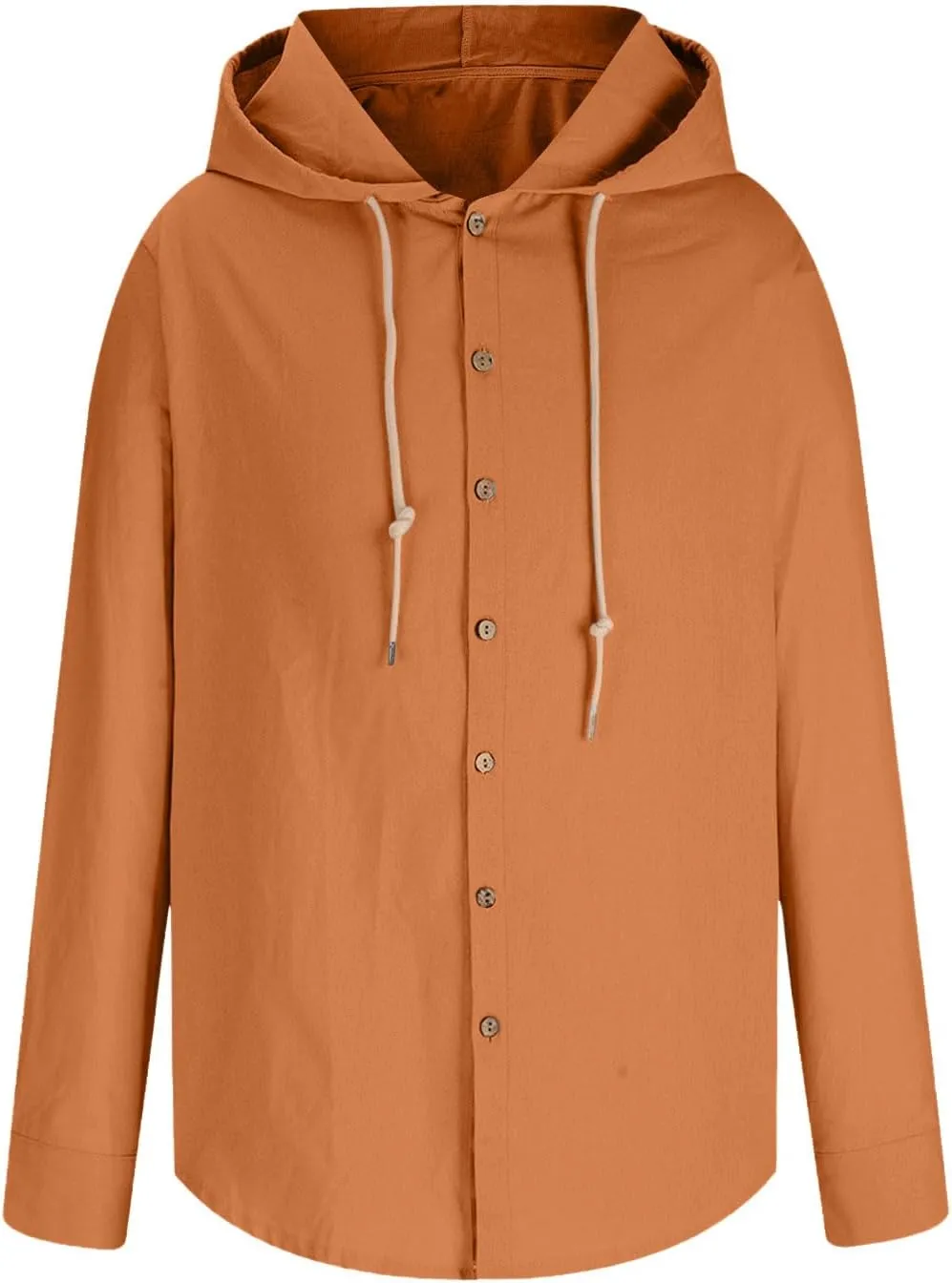 Men Casual Button Down Shirts Long Sleeve Hooded Pollover Tops Fashion Solid Cotton Linen Shirts Quick Dry