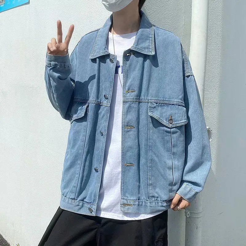 Men Denim Jacket Men's Fall Winter Coat Denim Jacket