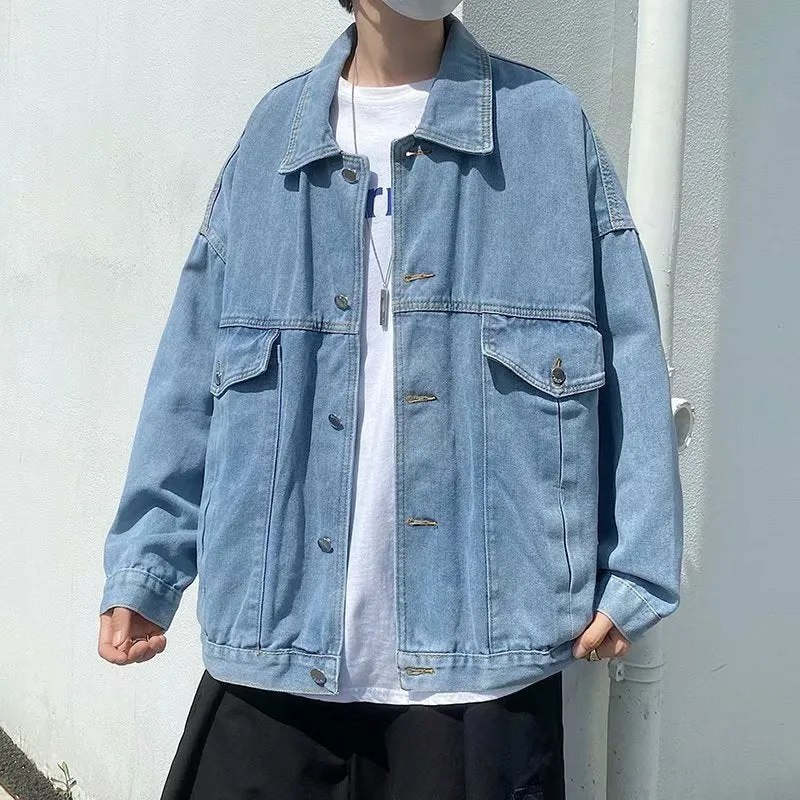 Men Denim Jacket Men's Fall Winter Coat Denim Jacket