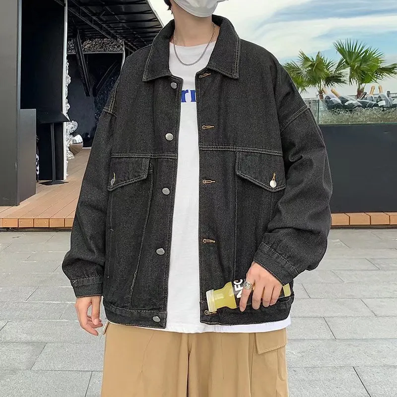 Men Denim Jacket Men's Fall Winter Coat Denim Jacket