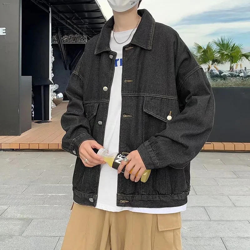 Men Denim Jacket Men's Fall Winter Coat Denim Jacket