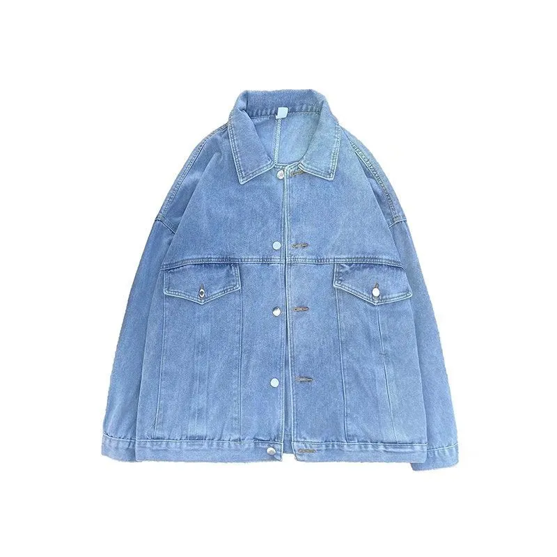 Men Denim Jacket Men's Fall Winter Coat Denim Jacket