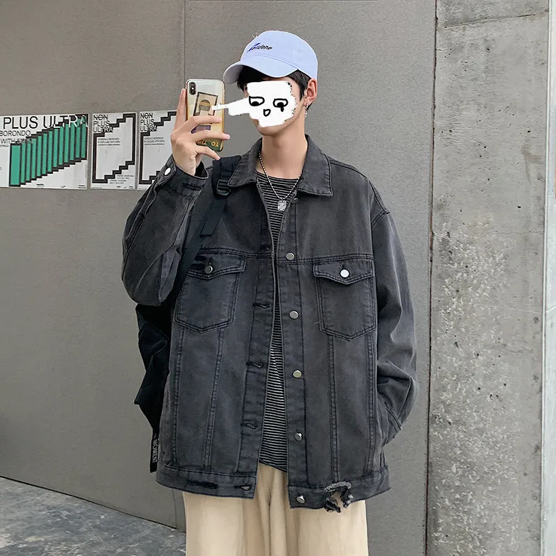 Men Denim Jacket Men's Loose Casual Jacket Autumn