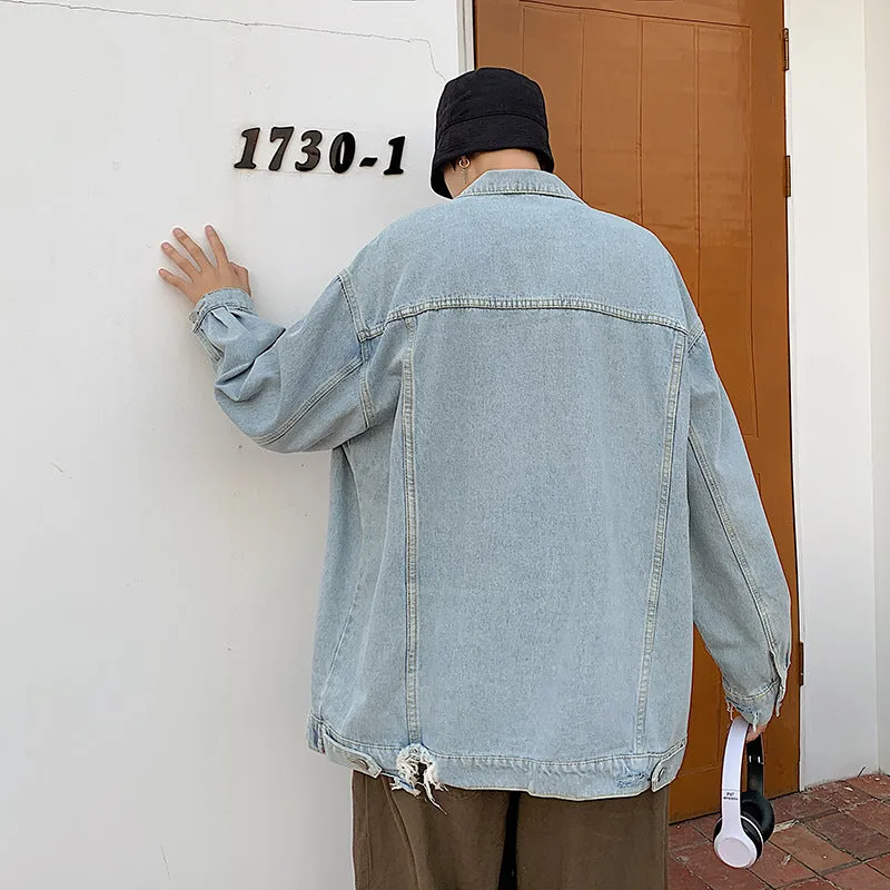 Men Denim Jacket Men's Loose Casual Jacket Autumn