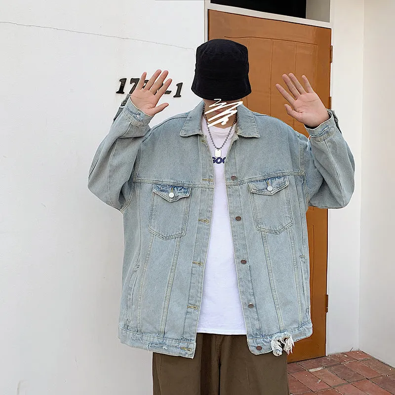 Men Denim Jacket Men's Loose Casual Jacket Autumn