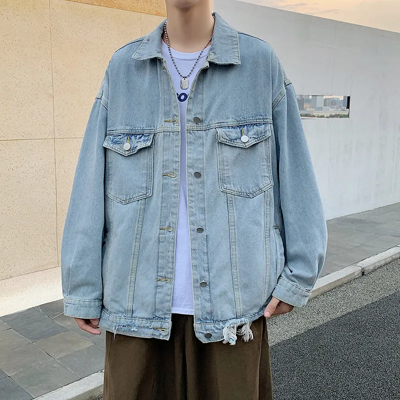 Men Denim Jacket Men's Loose Casual Jacket Autumn