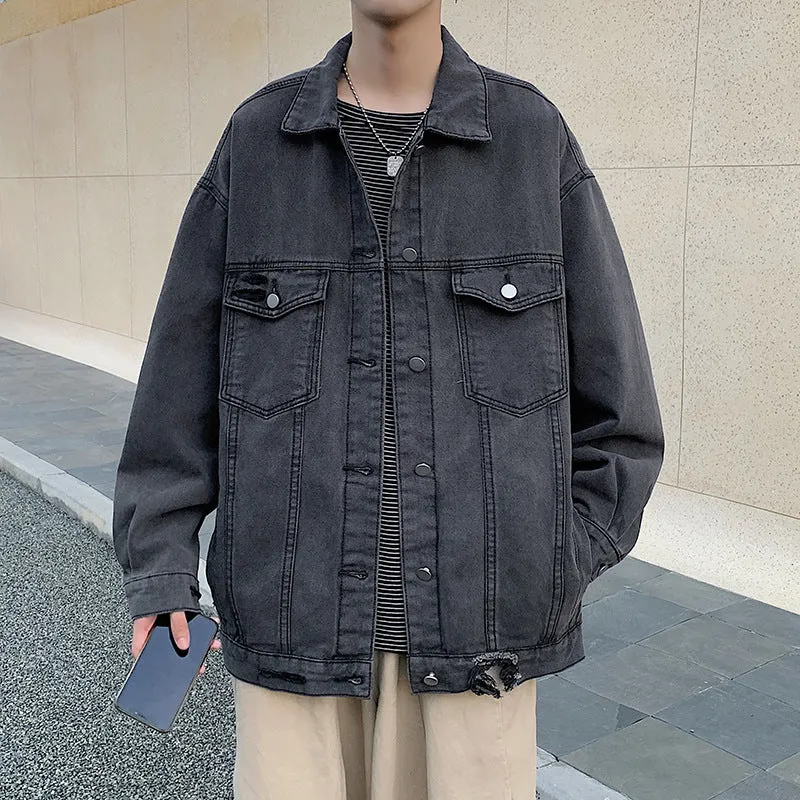 Men Denim Jacket Men's Loose Casual Jacket Autumn