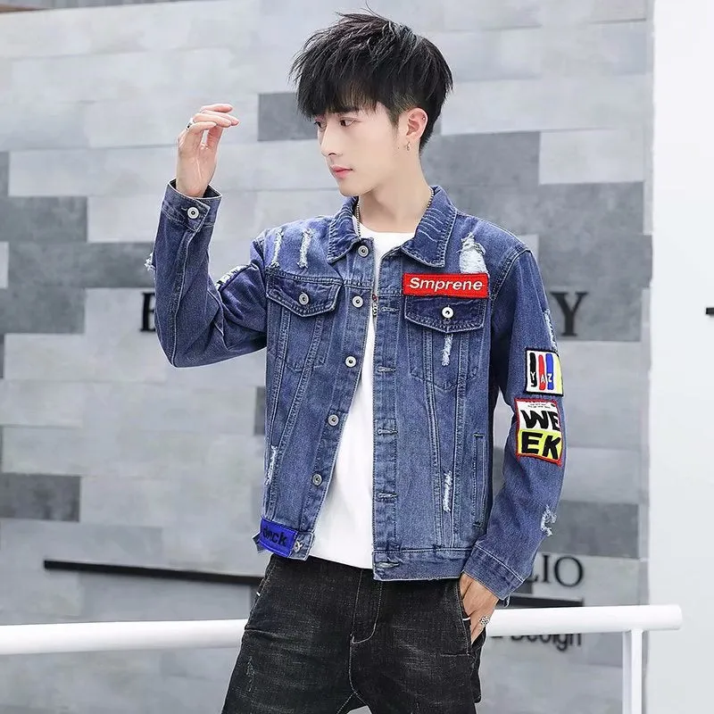 Men Denim Jacket Men's Spring and Autumn Fashion Casual