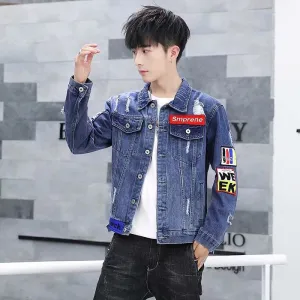 Men Denim Jacket Men's Spring and Autumn Fashion Casual
