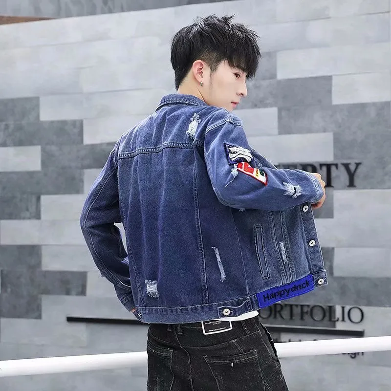Men Denim Jacket Men's Spring and Autumn Fashion Casual