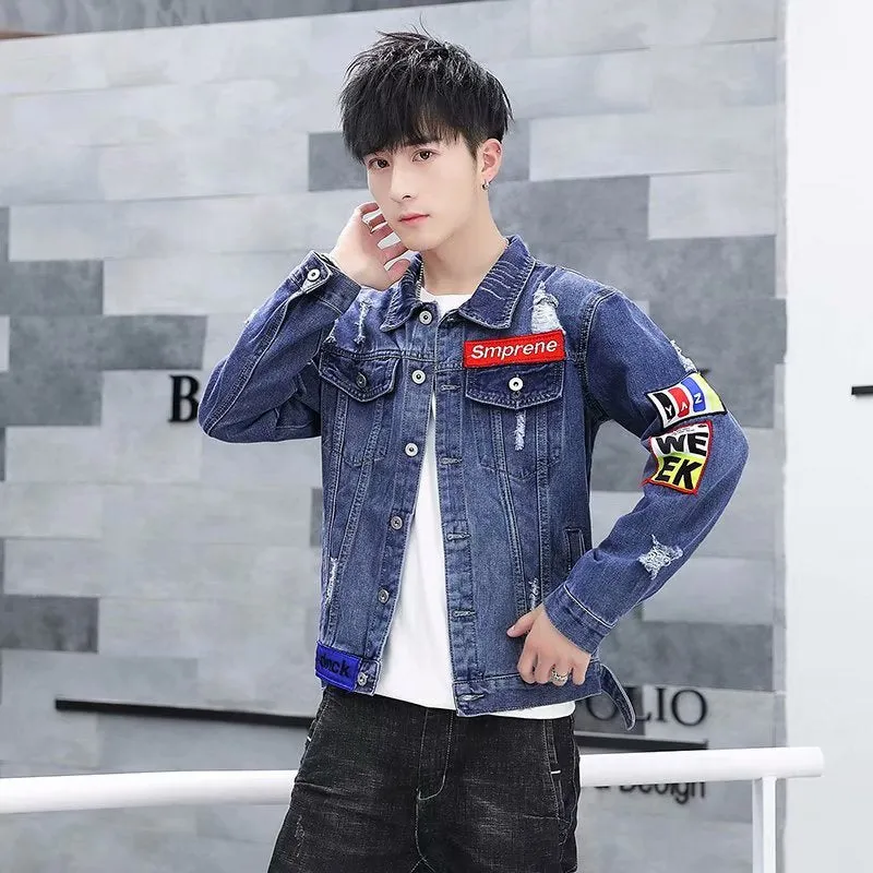Men Denim Jacket Men's Spring and Autumn Fashion Casual