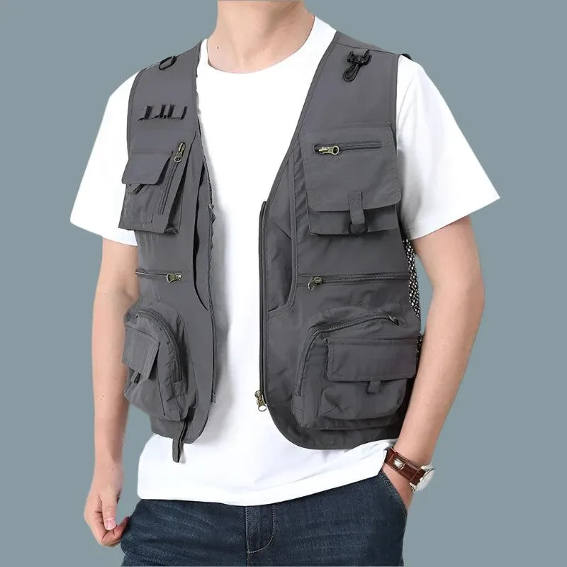 Men Outdoor Multi-Pocket  Photography Fishing Waistcoat Vest Jacket