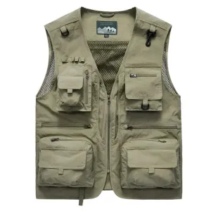 Men Outdoor Multi-Pocket  Photography Fishing Waistcoat Vest Jacket